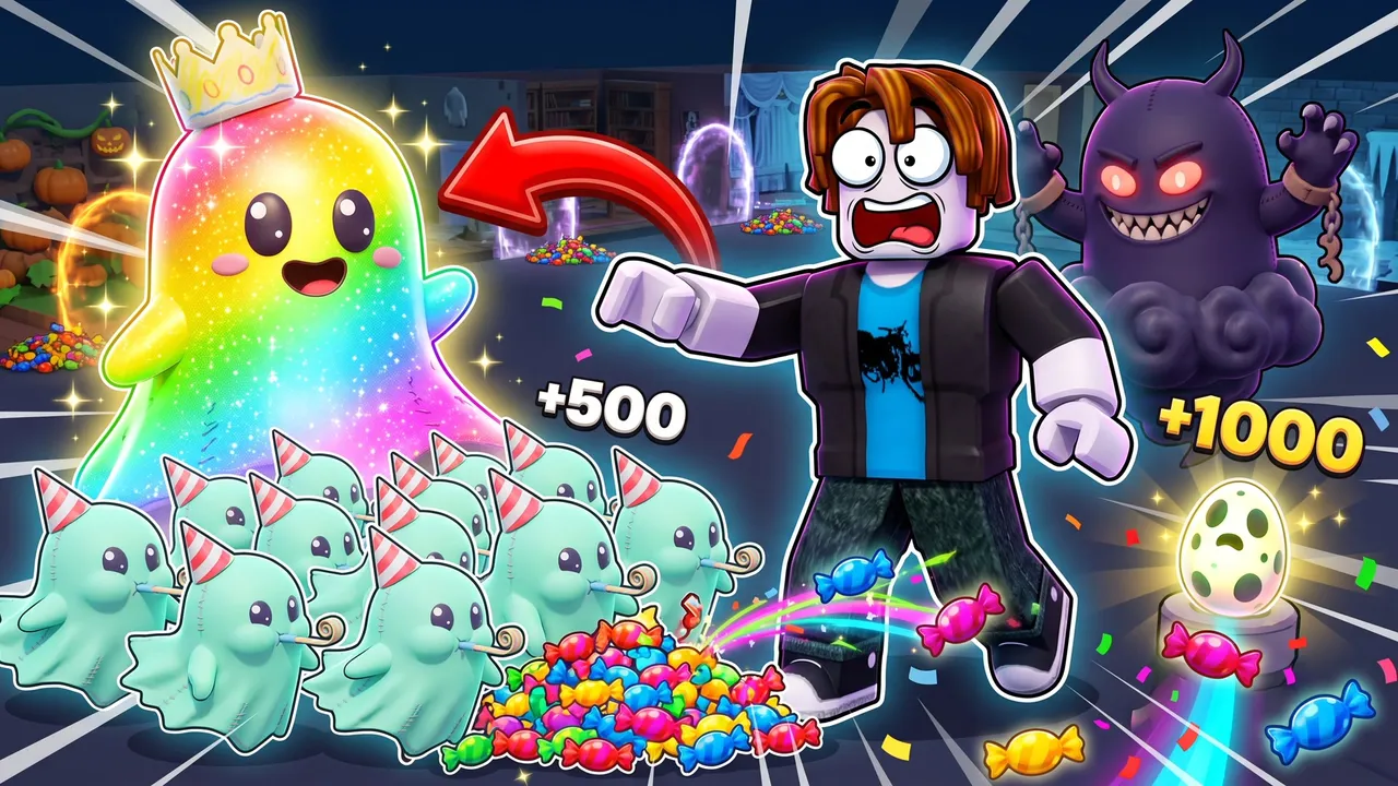 Crazy Ghost Hunt: a swarm of ghosts follows the player